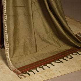 Brown - cotton plain saree with thread border 19