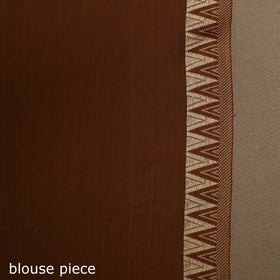 Brown - cotton plain saree with thread border 19