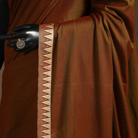 Brown - cotton plain saree with thread border 19