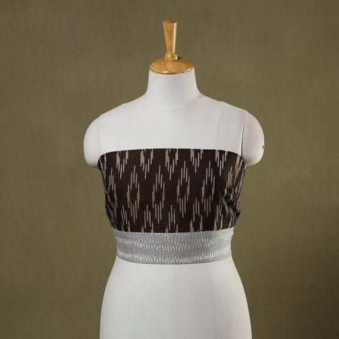 Brown Cotton Pochampally Ikat Blouse Piece