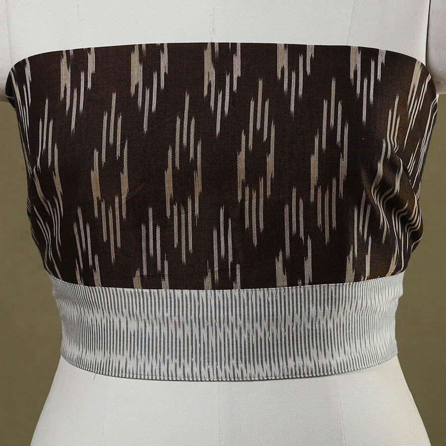 Brown Cotton Pochampally Ikat Blouse Piece