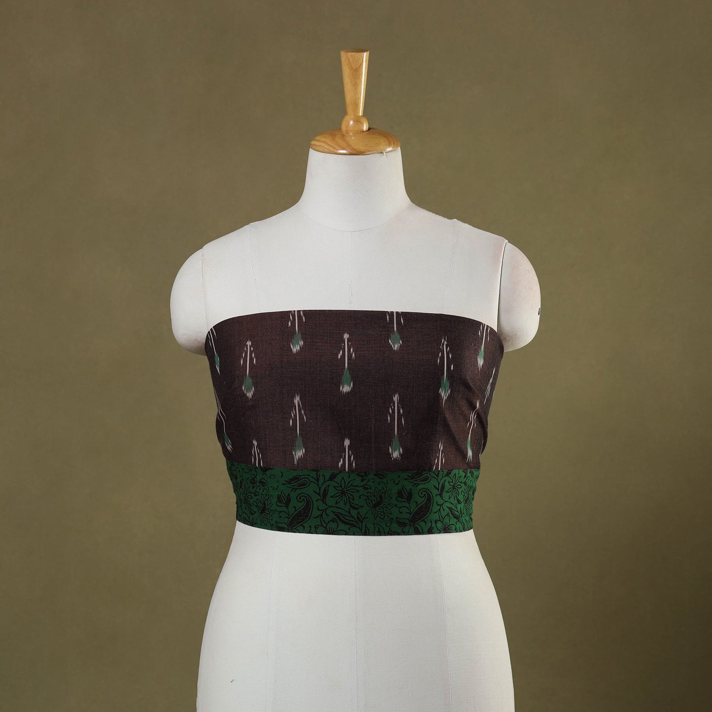 Brown Cotton Pochampally Ikat Blouse Piece