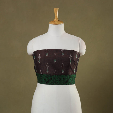 Brown Cotton Pochampally Ikat Blouse Piece