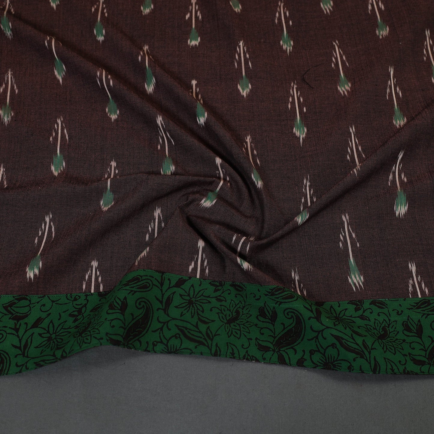 Brown Cotton Pochampally Ikat Blouse Piece