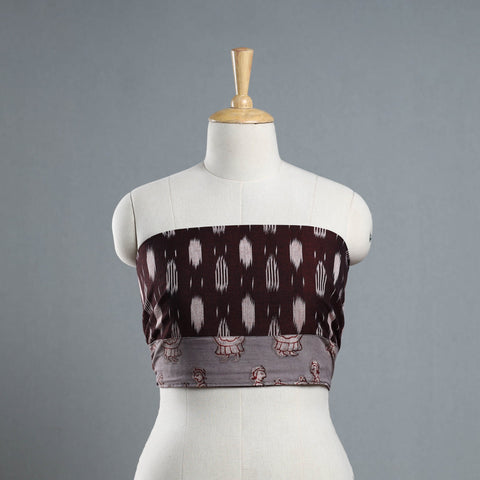 Brown - cotton pochampally ikat blouse piece 54