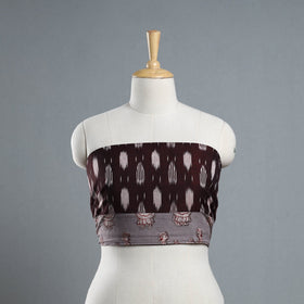 Brown - cotton pochampally ikat blouse piece 54