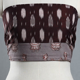 Brown - cotton pochampally ikat blouse piece 54