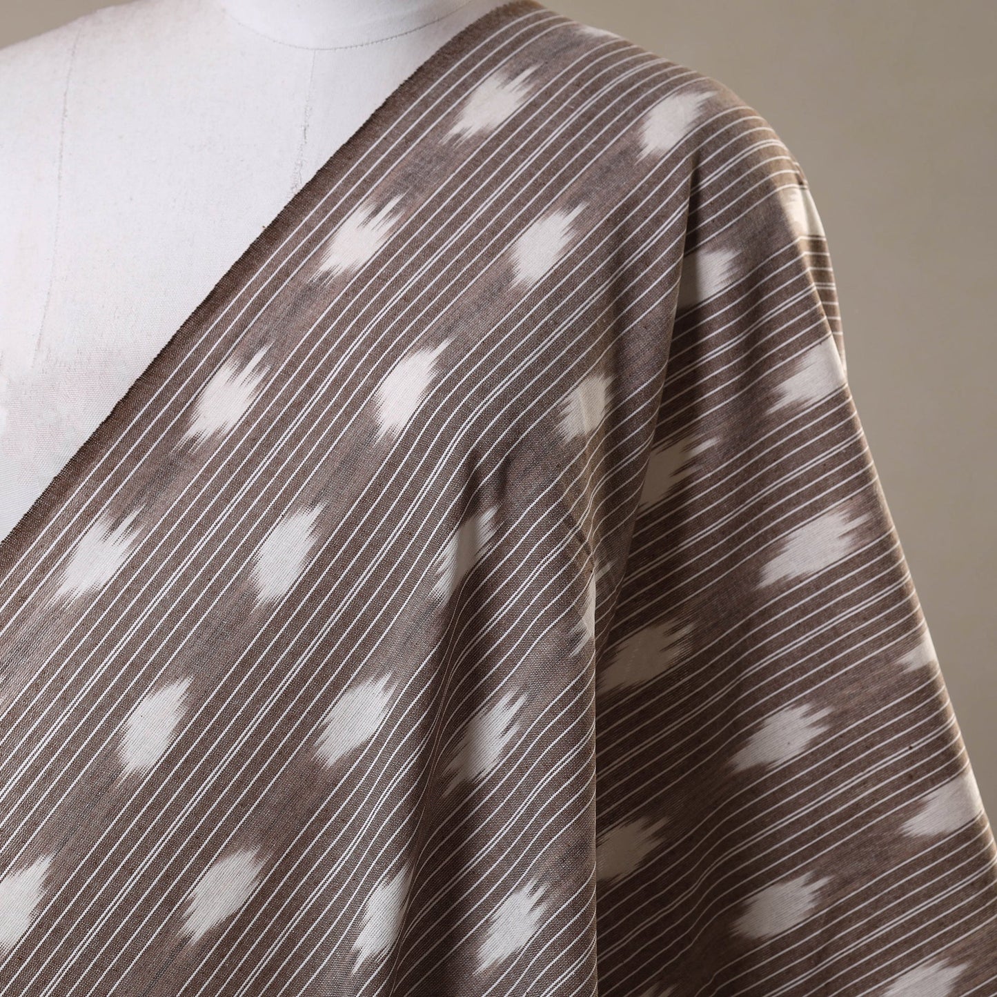 Brown - cotton pochampally ikat fabric 05 - handcrafted