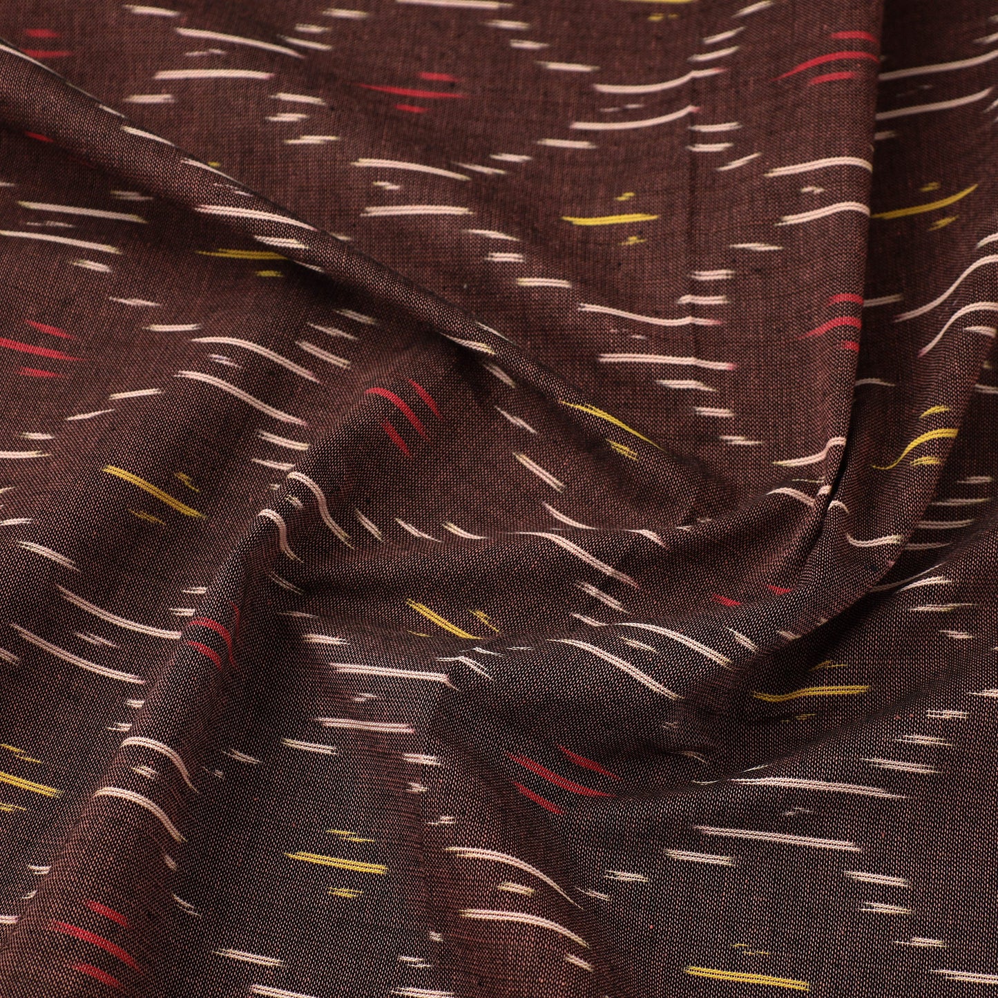  Cotton Brown Pochampally Ikat Fabric Online in India