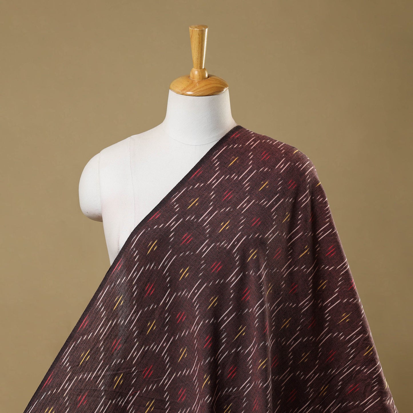  Cotton Brown Pochampally Ikat Fabric Online in India