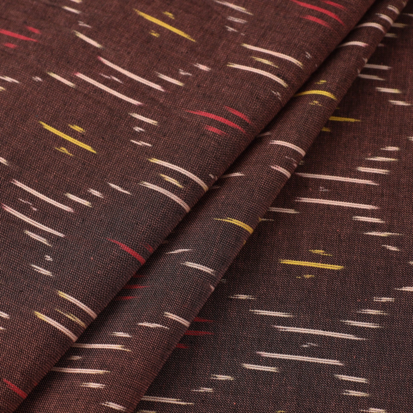  Cotton Brown Pochampally Ikat Fabric Online in India