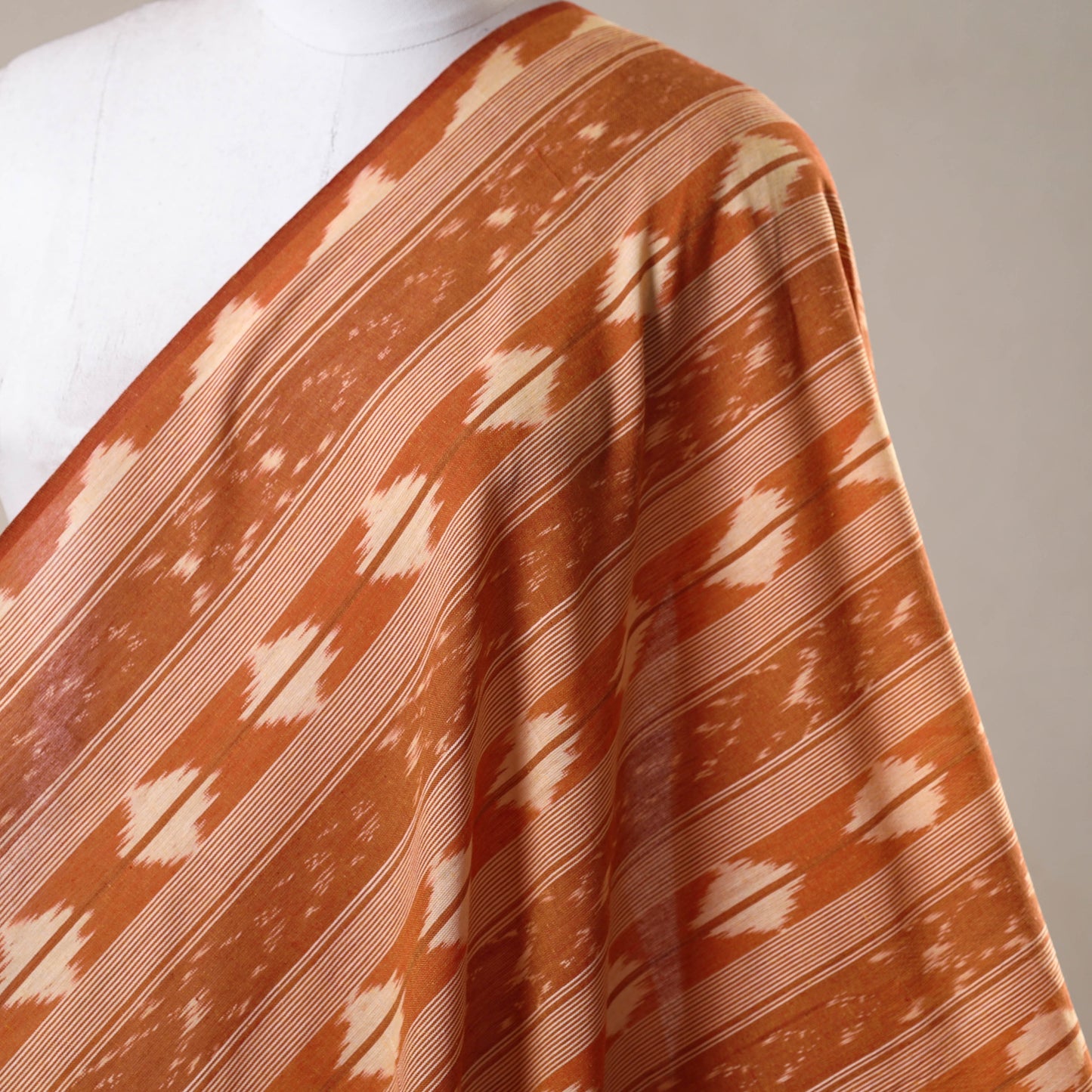 Brown - cotton pochampally ikat fabric 16 - handcrafted