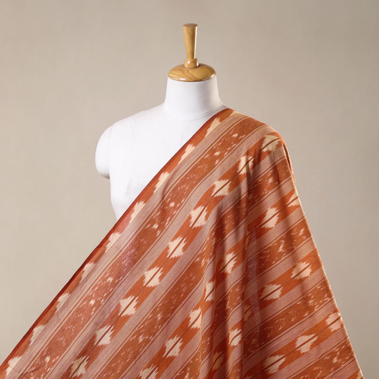 Brown - cotton pochampally ikat fabric 16 - handcrafted