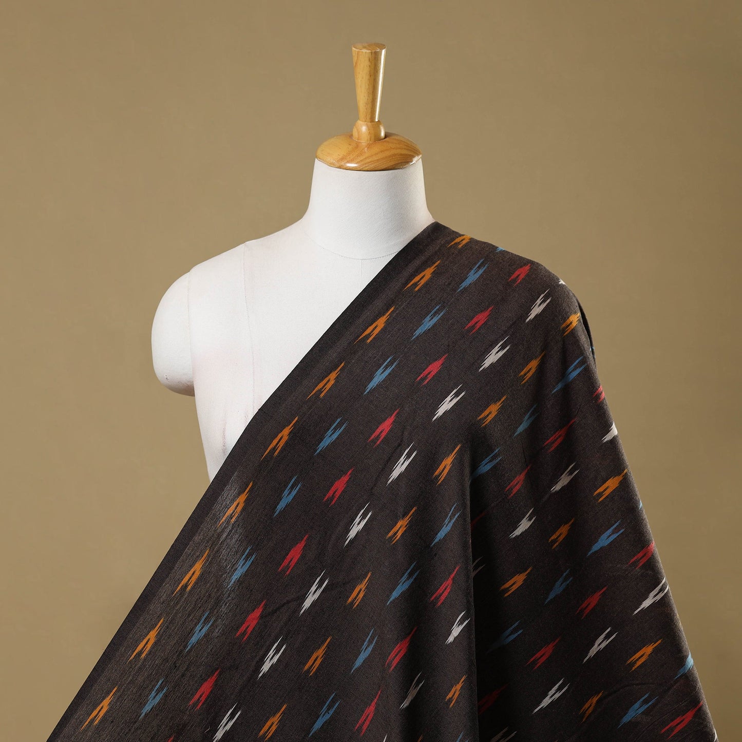  Cotton Brown Pochampally Ikat Fabric Online in India