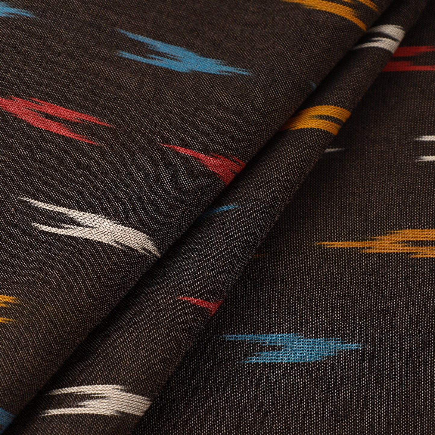  Cotton Brown Pochampally Ikat Fabric Online in India