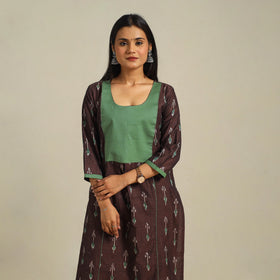 Brown - cotton pochampally ikat kurta set (set of 2) 10
