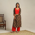 Brown Cotton Pochampally Ikat Kurta Set (Set of 2)
