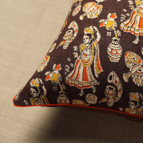 Buy Brown Cotton Printed Kalamkari Cushion Cover