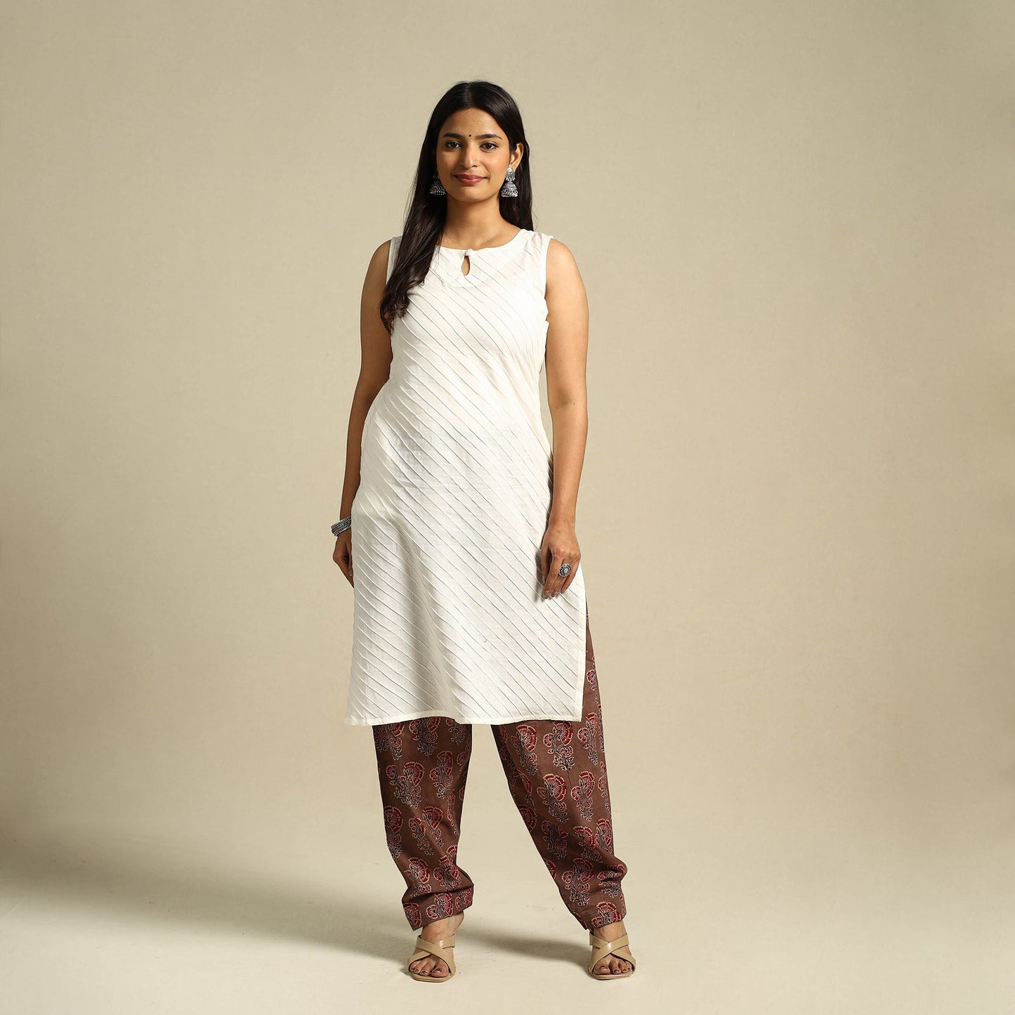 Brown Block Print Cotton Ajrakh Salwar