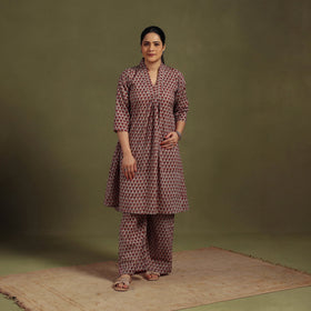 Brown - cotton sanganeri co-ord set 01 - handcrafted
