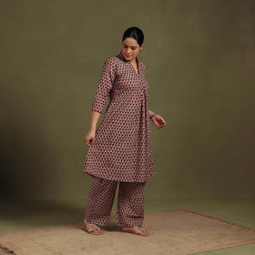 Brown - cotton sanganeri co-ord set 01 - handcrafted