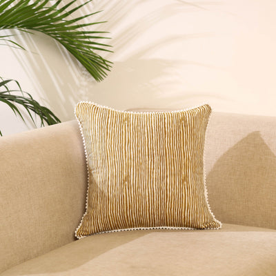 Brown Block Print Cotton Sanganeri Cushion Cover