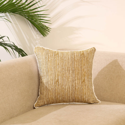 Brown Block Print Cotton Sanganeri Cushion Cover