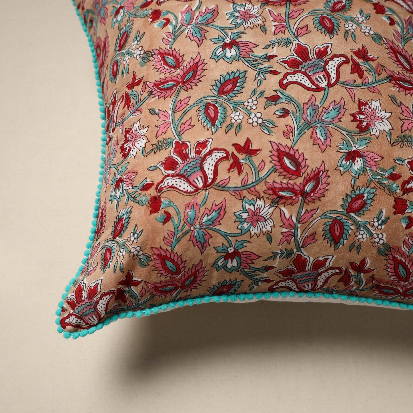 Cotton sanganeri cushion cover 16 - handcrafted