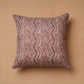 Brown - Block Print Cotton Sanganeri Cushion Cover (16 x 16 in) 34
