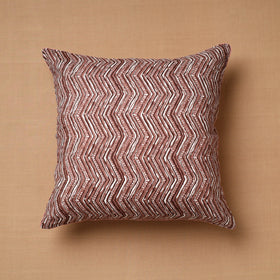 Brown - Block Print Cotton Sanganeri Cushion Cover (16 x 16 in) 34