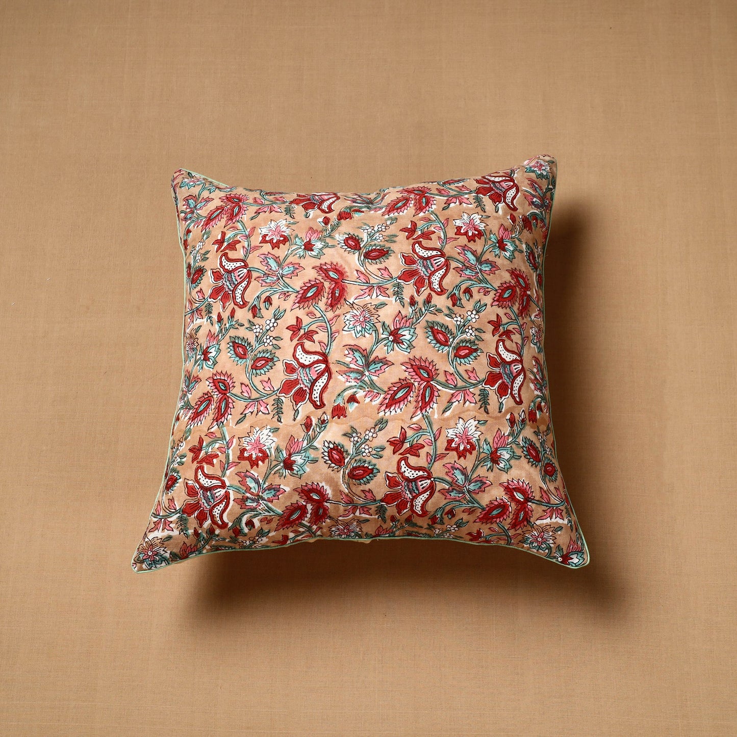 Buy Brown Block Print Cotton Sanganeri Cushion Cover