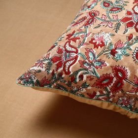 Buy Brown Block Print Cotton Sanganeri Cushion Cover