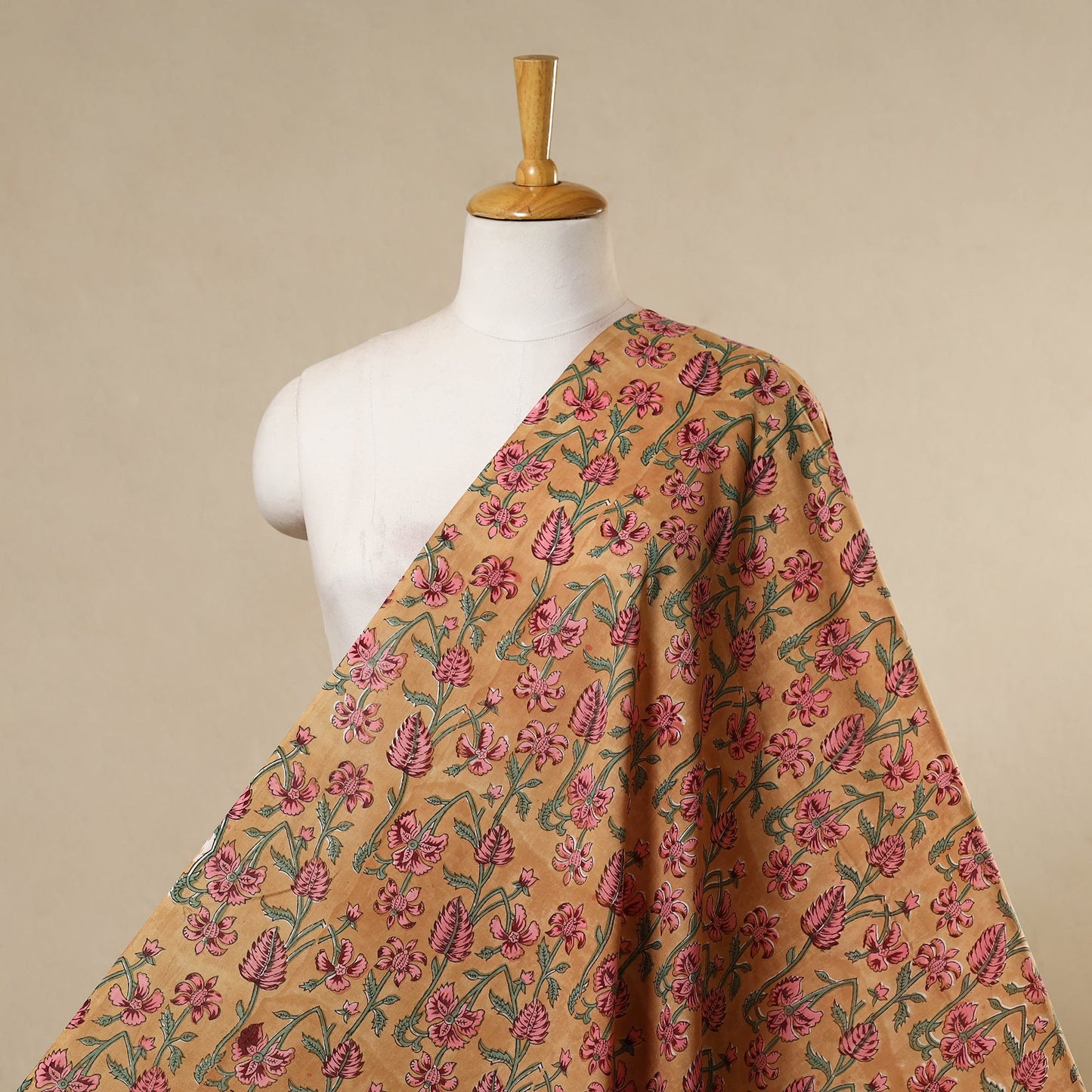 Brown - cotton sanganeri fabric 02 - handcrafted