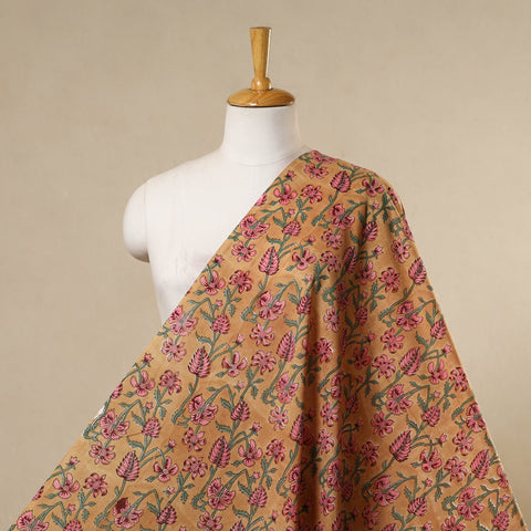 Brown - cotton sanganeri fabric 02 - handcrafted