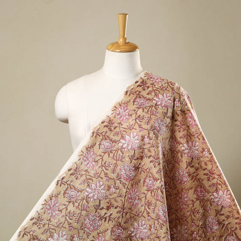  Brown Block Print Cotton Sanganeri Fabric