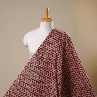 Brown Block Print Cotton Sanganeri Fabric