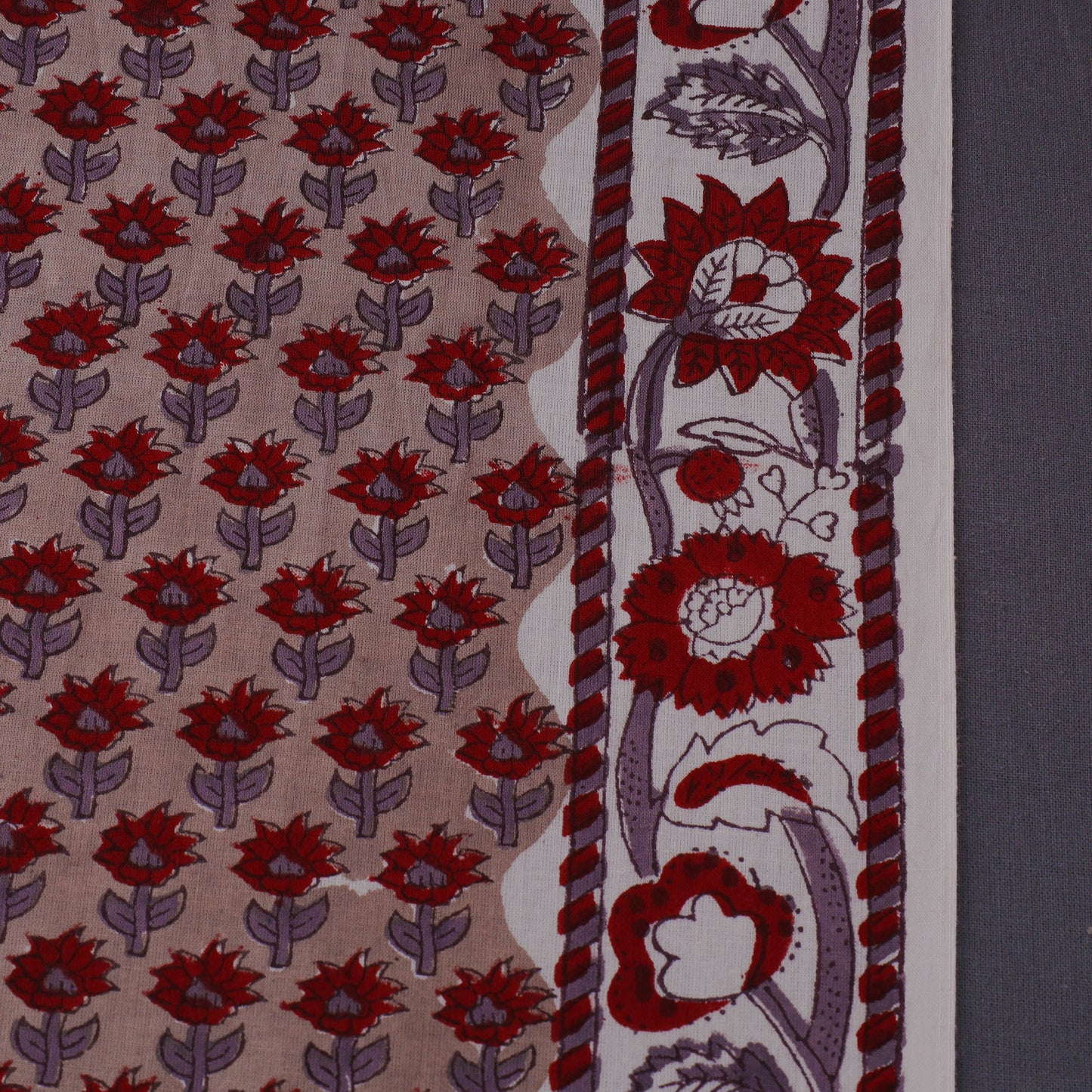Brown Block Print Cotton Sanganeri Fabric