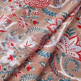 Brown Block Print Cotton Sanganeri Fabric