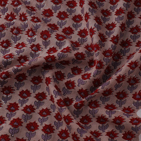 Brown Block Print Cotton Sanganeri Fabric