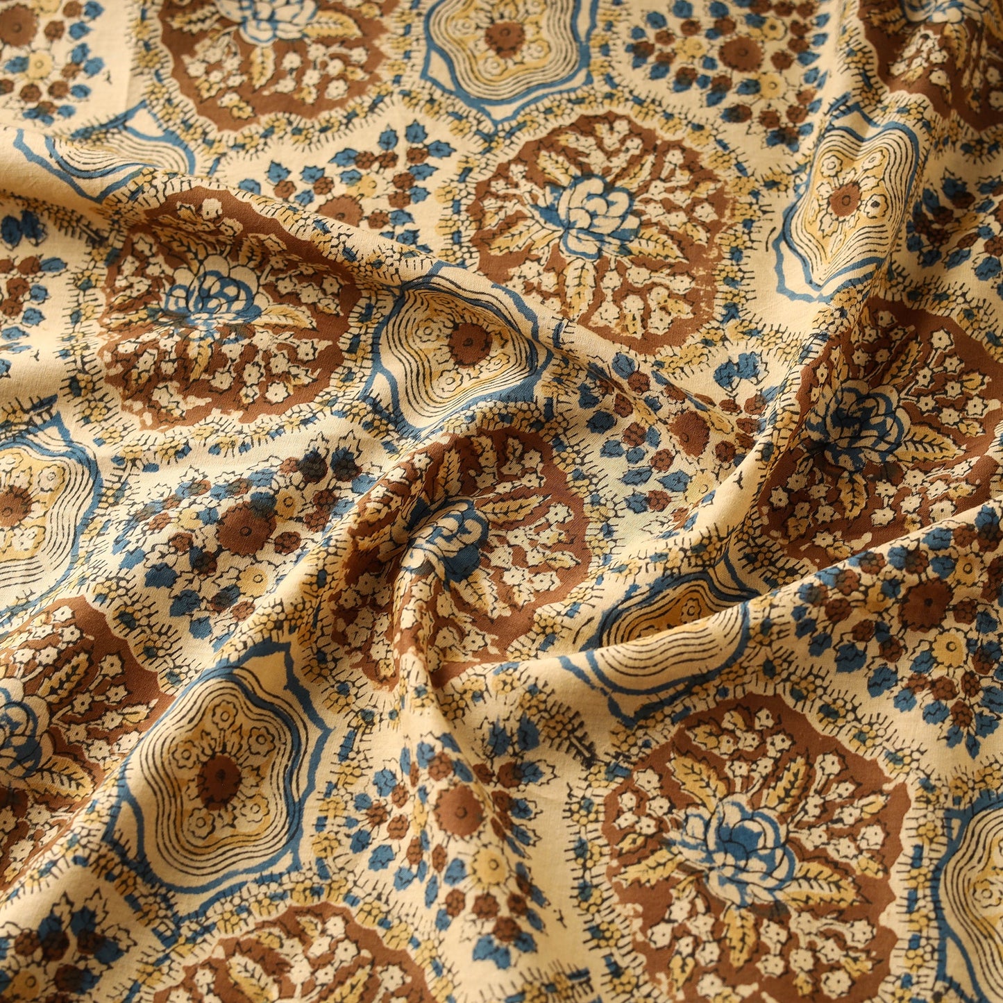 Brown Block Print Cotton Sanganeri Fabric