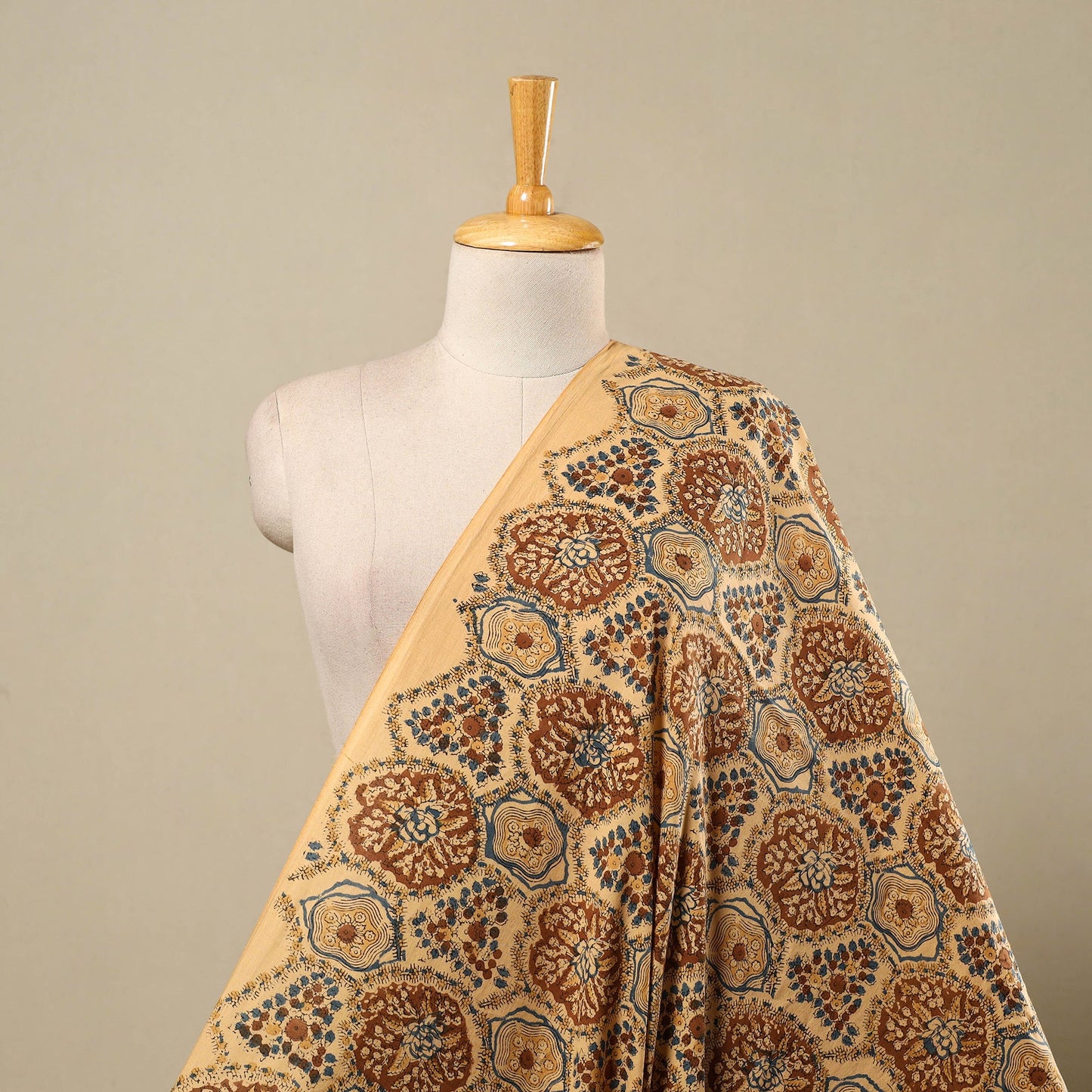 Brown Block Print Cotton Sanganeri Fabric