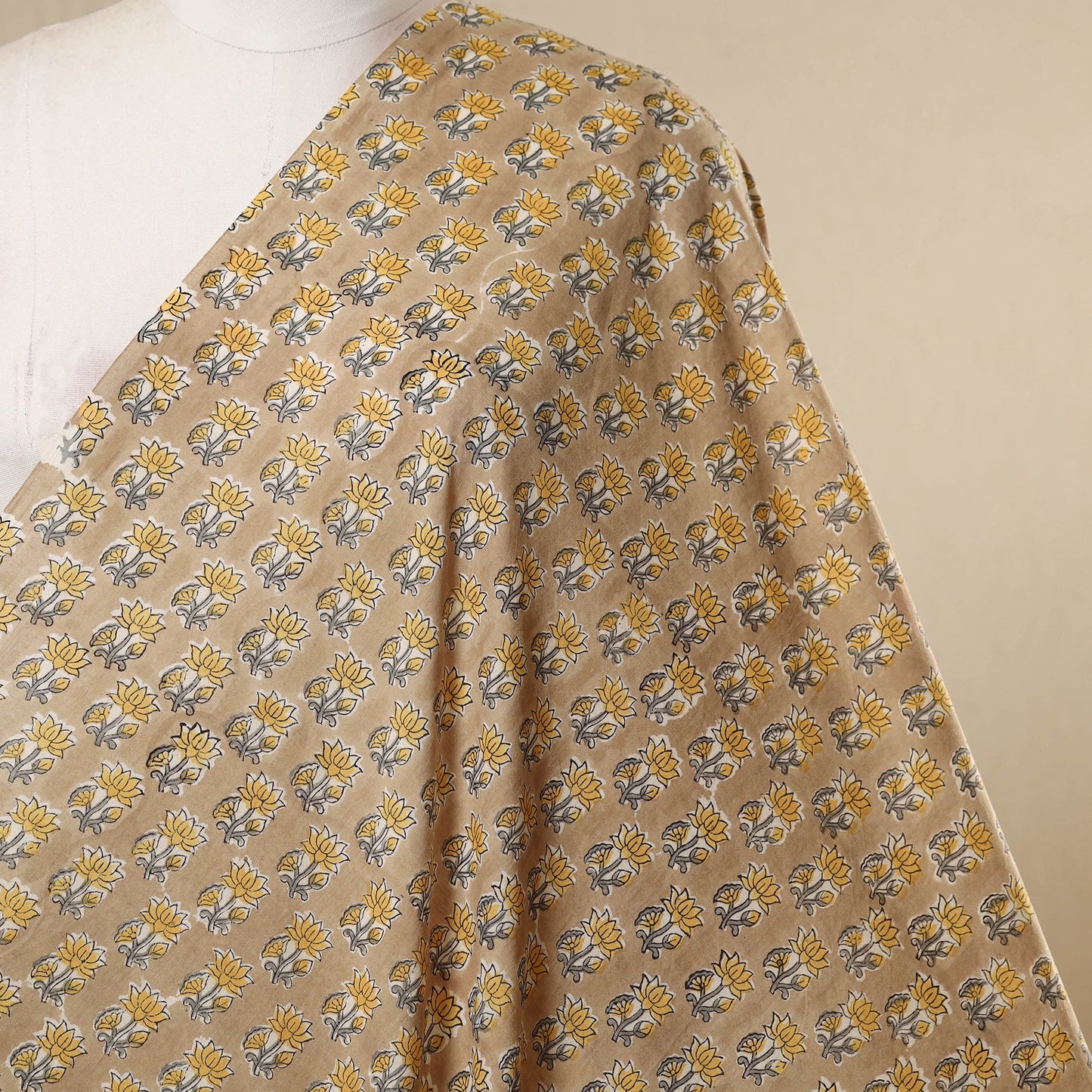 Brown - cotton sanganeri fabric 07 - handcrafted