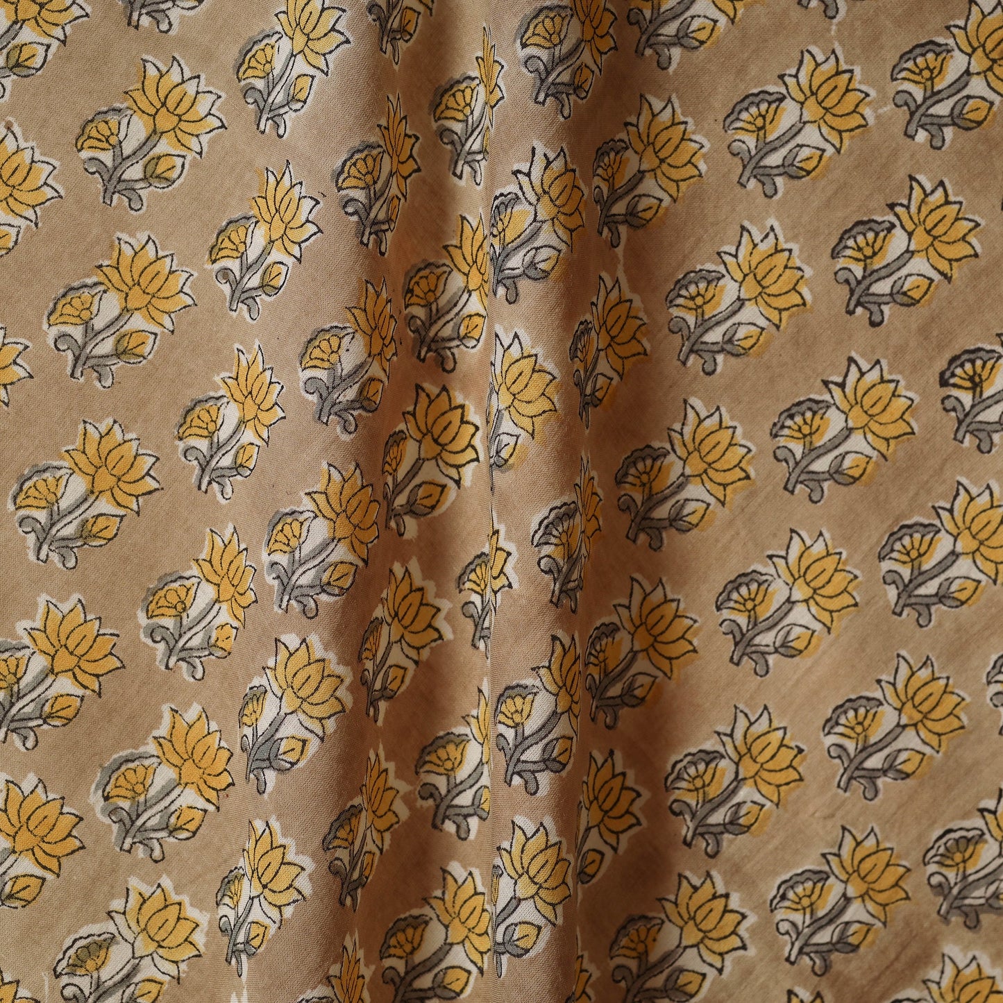 Brown - cotton sanganeri fabric 07 - handcrafted
