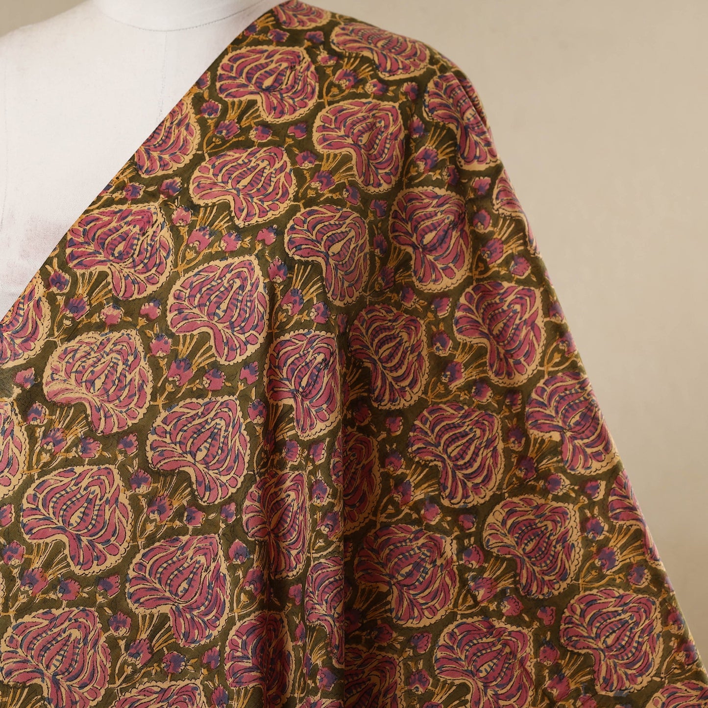 Brown - cotton sanganeri fabric 08 - handcrafted