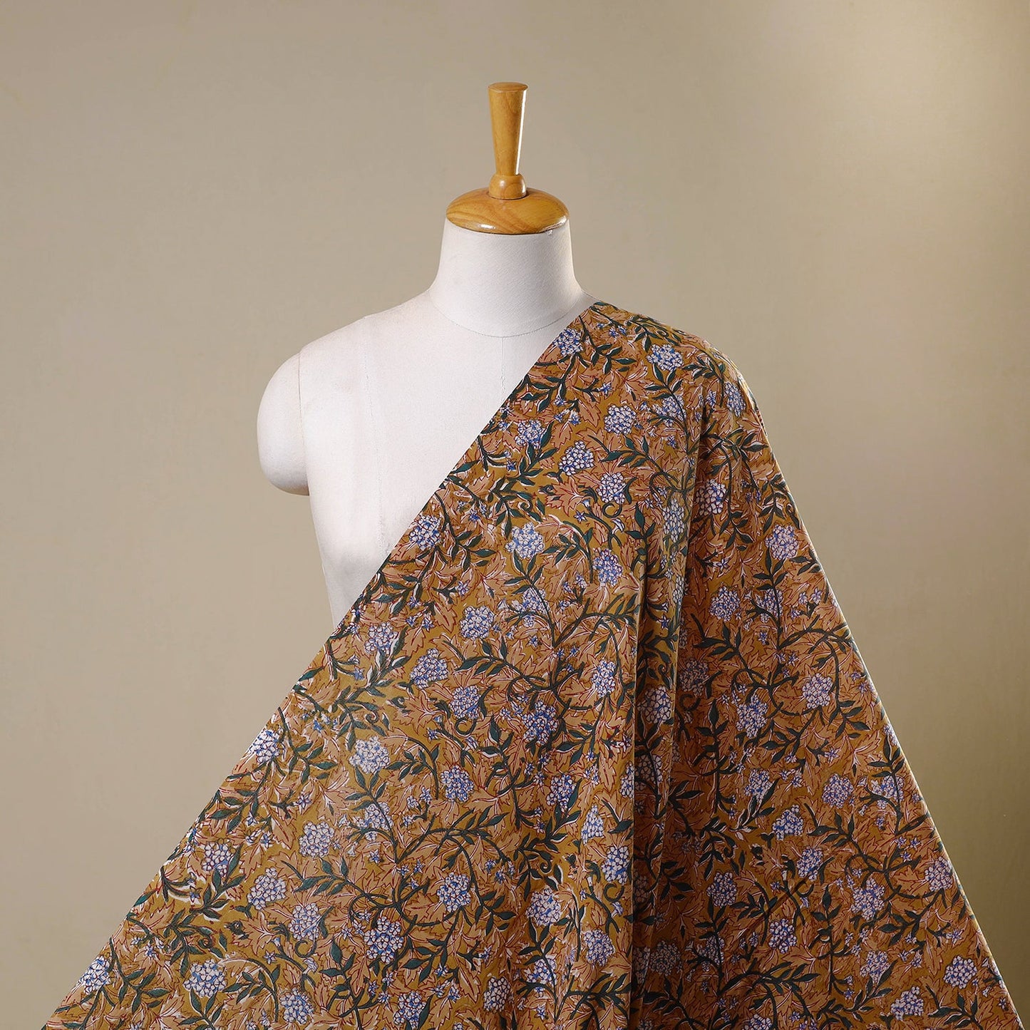 Brown Block Print Cotton Sanganeri Fabric