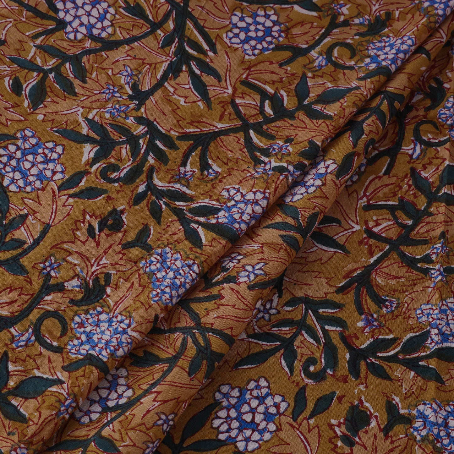Brown Block Print Cotton Sanganeri Fabric