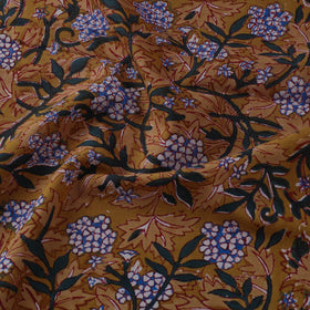 Brown Block Print Cotton Sanganeri Fabric
