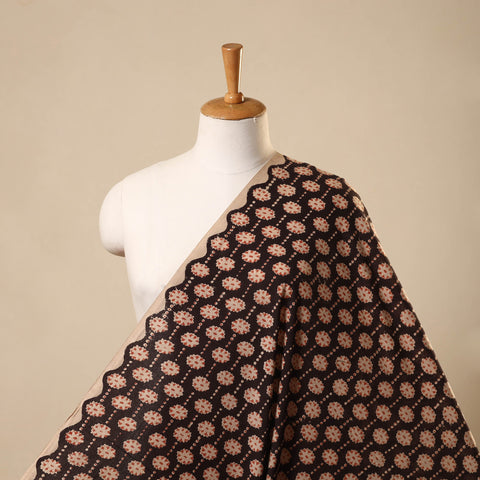 Brown Block Print Cotton Sanganeri Fabric