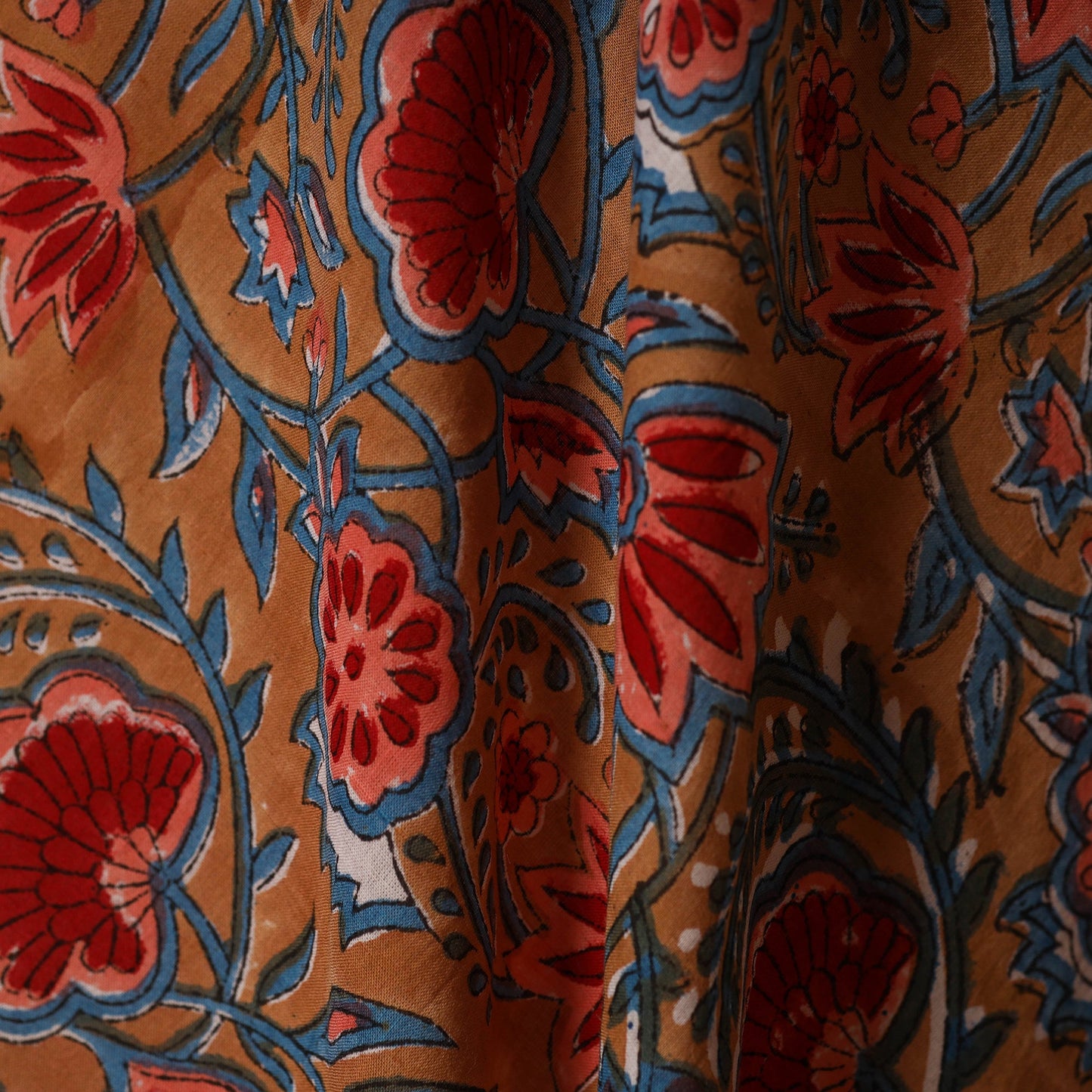 Brown - cotton sanganeri fabric 11 - handcrafted