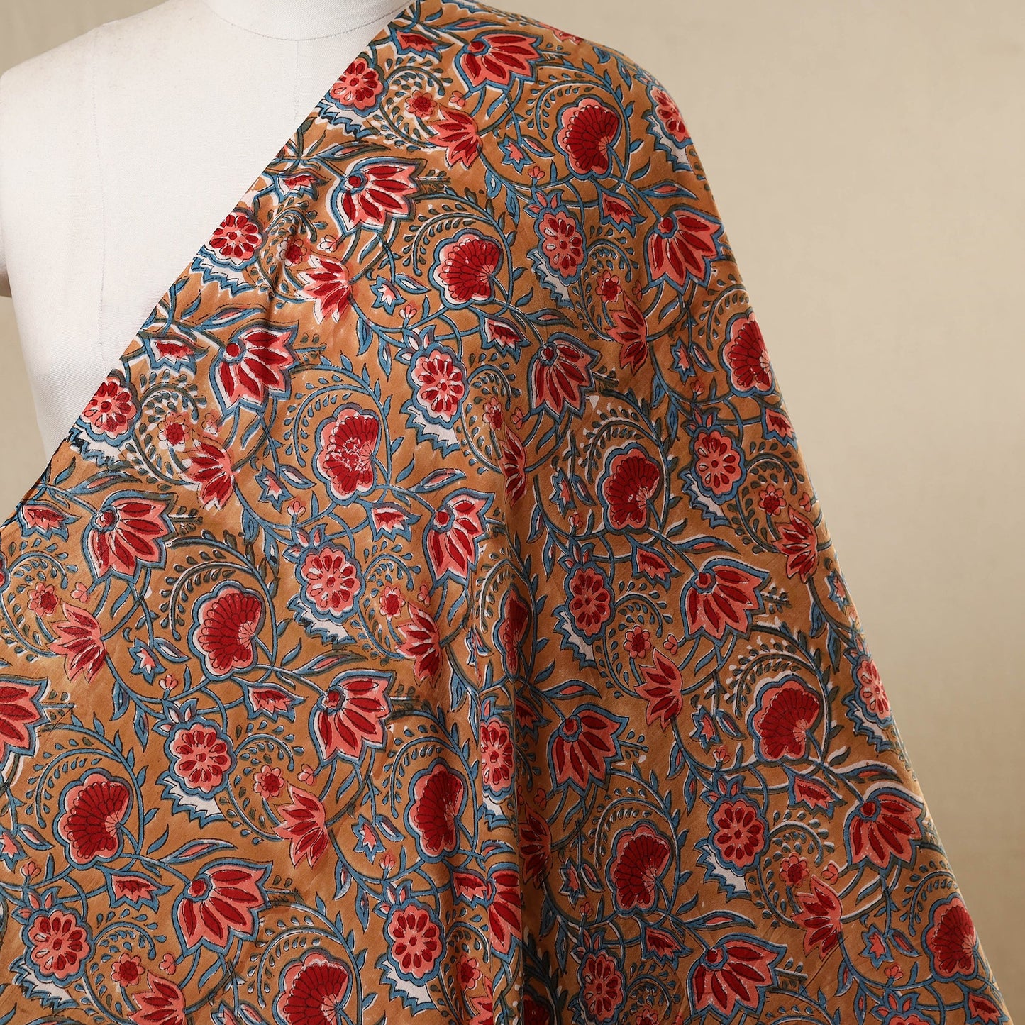 Brown - cotton sanganeri fabric 11 - handcrafted